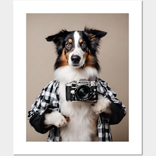 Bad AI photographer dog | Australian Shepherd T-Shirt T-Shirt Posters and Art